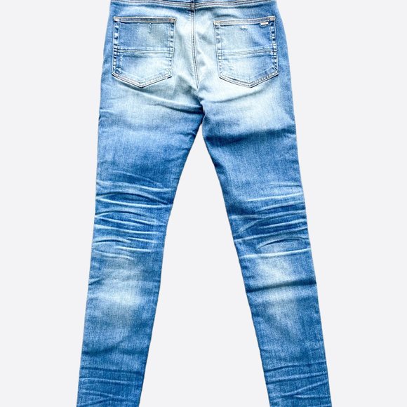 Amiri Blue Distressed Crystal Track Denim - Picture 2 of 6